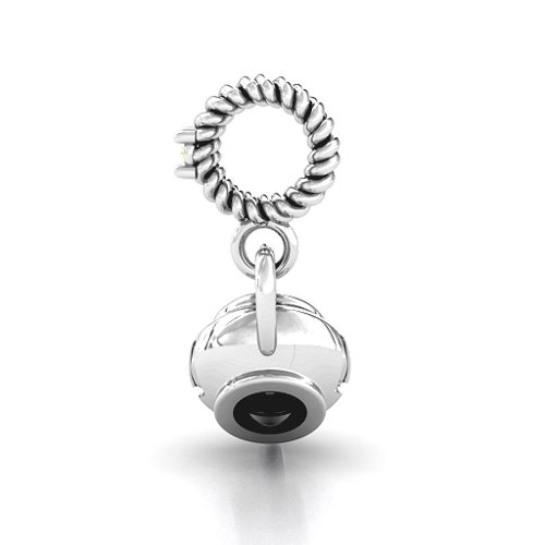 Teapot with Hearts Bracelet Charm – Sterling Silver with Peridot
