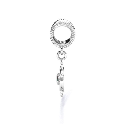 Ship's Wheel Bracelet Charm – Sterling Silver with Alexandrite