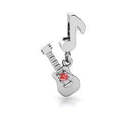 Music Lovers Bracelet Charm in 925 Sterling Silver with Garnet