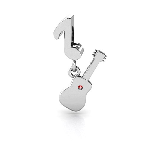 Music Lovers Bracelet Charm – Sterling Silver with Garnet