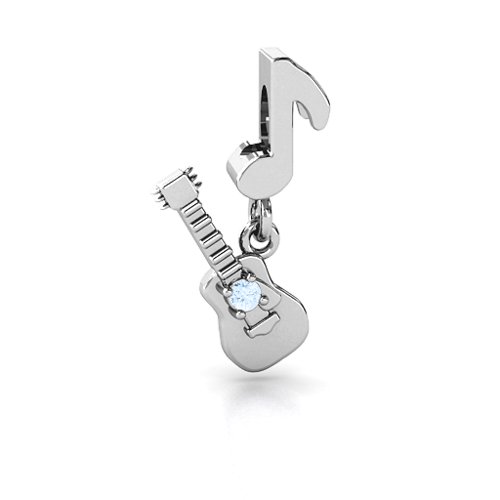 Music Lovers Bracelet Charm – Sterling Silver with Aquamarine
