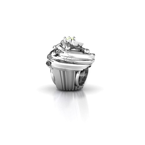 Cupcake Bracelet Charm – Sterling Silver with Peridot