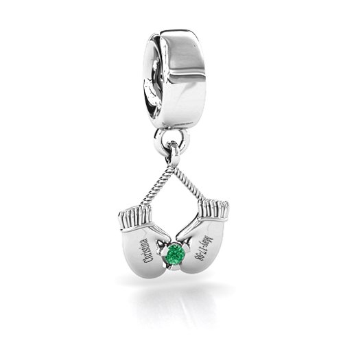Smitten for Mittens Bracelet Charm – Sterling Silver with Emerald