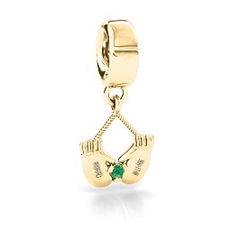 Smitten for Mittens Bracelet Charm in 10K Solid Yellow Gold with Emerald