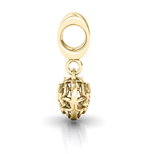 Beautiful Blossom Caged Bracelet Charm – 10K Yellow Gold with Amethyst and Cubic Zirconia