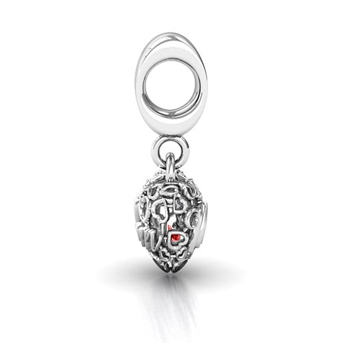 A Mother's Love Caged Bracelet Charm – Sterling Silver with Garnet