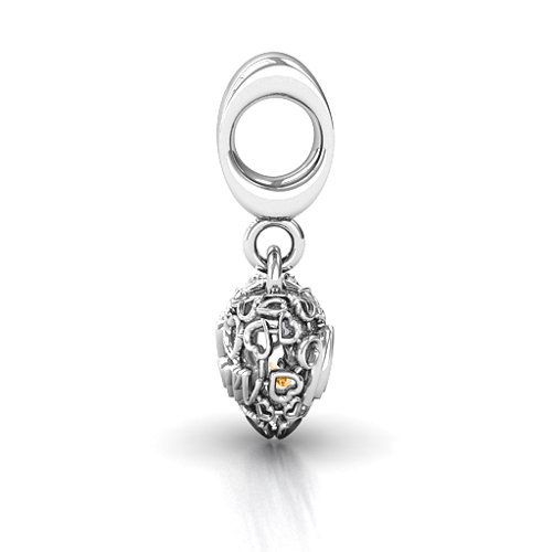 A Mother's Love Caged Bracelet Charm – Sterling Silver with Citrine