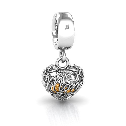 A Mother's Love Caged Bracelet Charm – Sterling Silver with Citrine