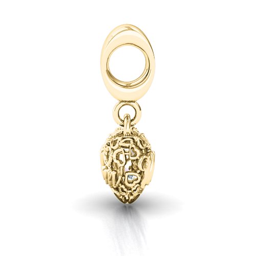 A Mother's Love Caged Bracelet Charm – 10K Yellow Gold with Amethyst and Cubic Zirconia
