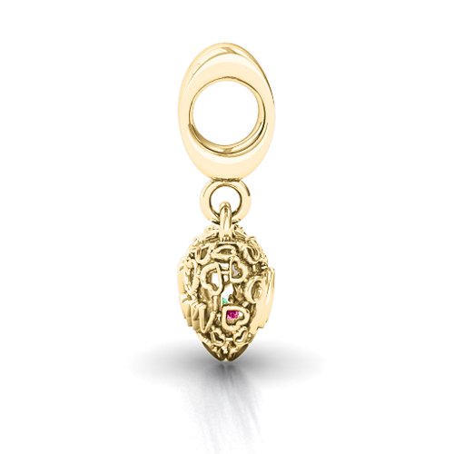 A Mother's Love Caged Bracelet Charm – 10K Yellow Gold with Emerald and Ruby