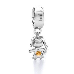 She Graduated! Bracelet Charm in 925 Sterling Silver with Citrine