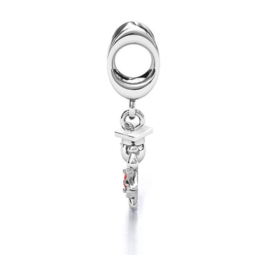 She Graduated! Bracelet Charm – Sterling Silver with Garnet