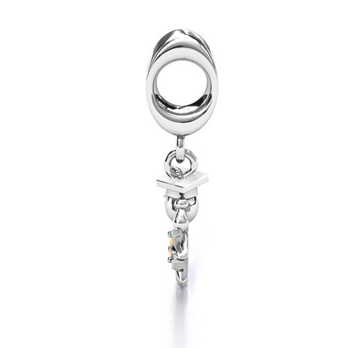 She Graduated! Bracelet Charm – Sterling Silver with Citrine