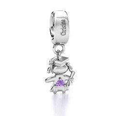 She Graduated! Bracelet Charm – 10K Yellow Gold with Emerald