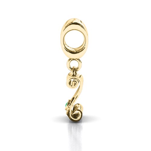 Proud Graduate Bracelet Charm – 10K Yellow Gold with Emerald