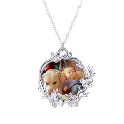 Round Cherry Blossom Photo Frame Necklace