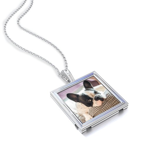 Classic Square Photo Frame Necklace – Sterling Silver