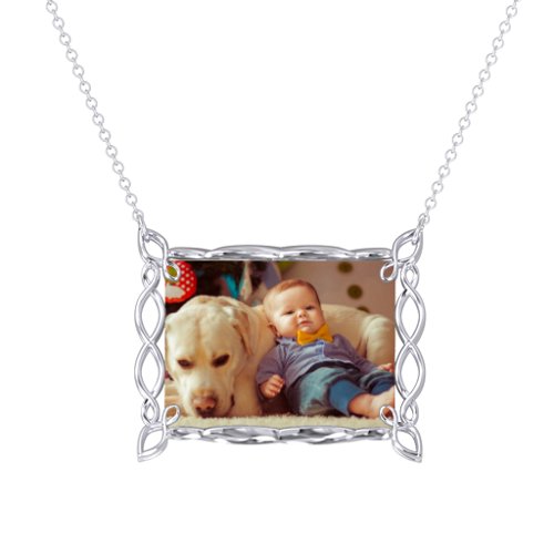 Rectangular Infinity Photo Frame Necklace – Sterling Silver