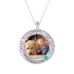 Round Engravable Filligree Photo Frame Necklace