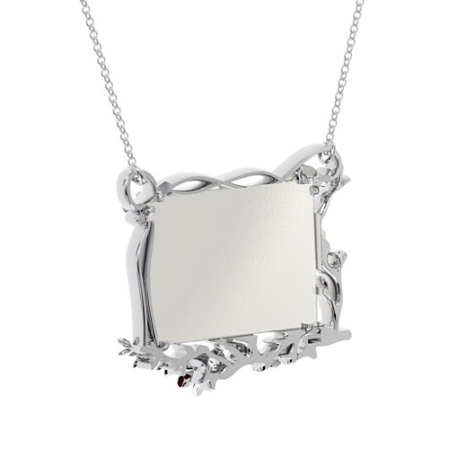Rectangular Cherry Blossom Photo Frame Necklace – Sterling Silver