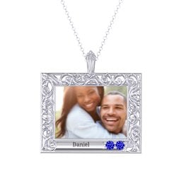 Rectangular Engravable Filligree Photo Frame Necklace