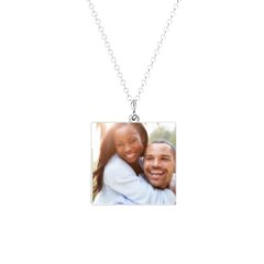 Square Frameless Photo Necklace – Sterling Silver
