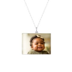 Rectangle Frameless Photo Necklace – Sterling Silver