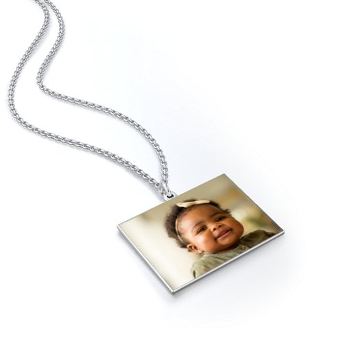 Rectangle Frameless Photo Necklace – Sterling Silver