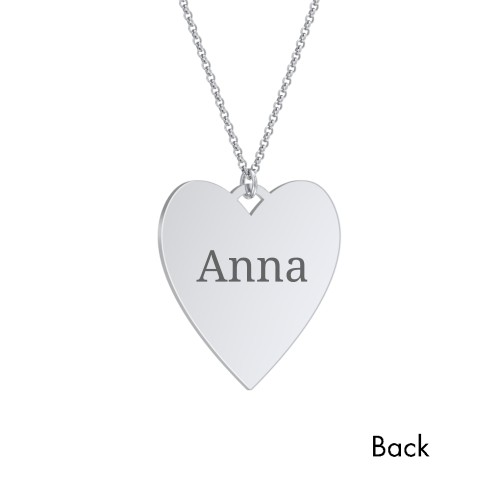 Photo Heart Pendant with Engravable Back – Sterling Silver
