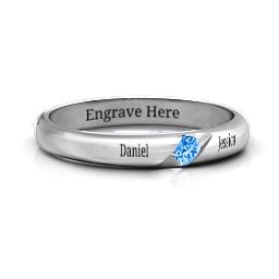 Women's Reveal Stone Grooved Ring