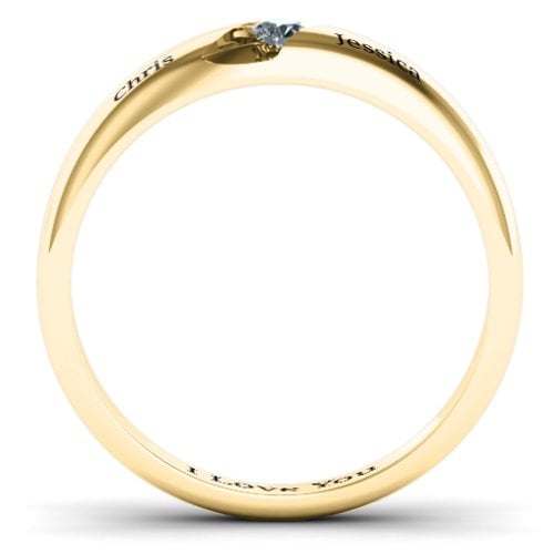 Women's Reveal Stone Grooved Ring