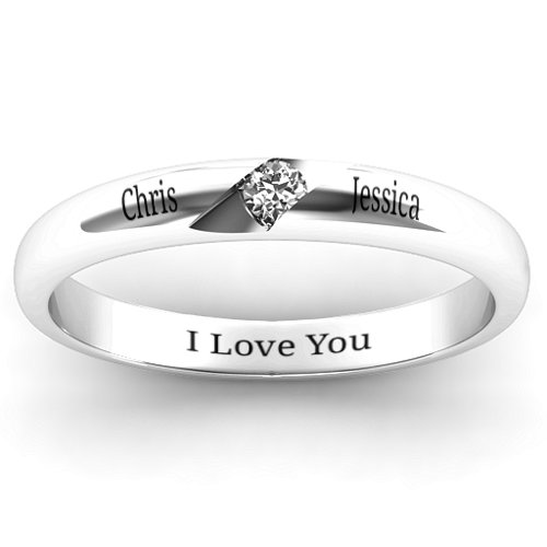 Women's Reveal Stone Grooved Ring