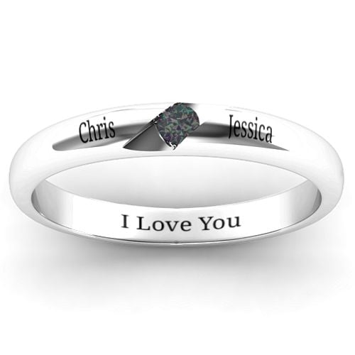 Women's Reveal Stone Grooved Ring
