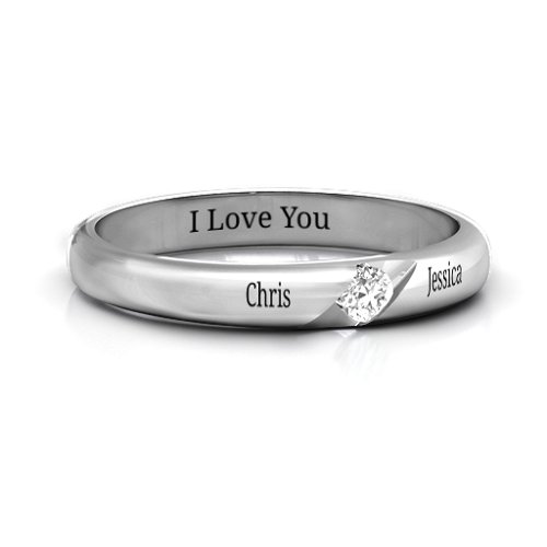 Women's Reveal Stone Grooved Ring