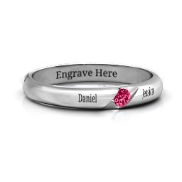 Women's Reveal Stone Grooved Ring in 925 Sterling Silver with Ruby
