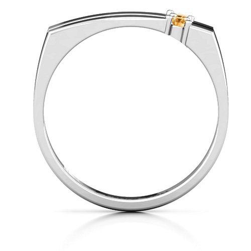 Women's Crevice Grooved Ring – Sterling Silver with Citrine