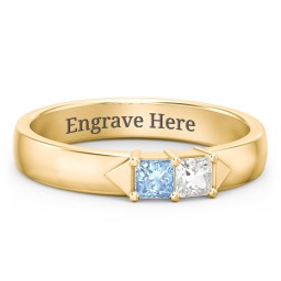 Timeless Romance Ring in 14K Solid Yellow Gold with Blue Topaz and Cubic Zirconia