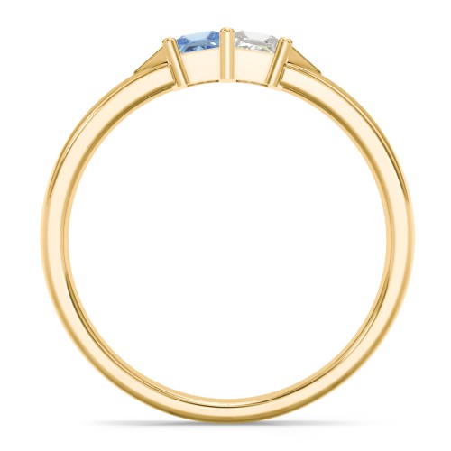 Timeless Romance Ring – 14K Yellow Gold with Blue Topaz and Cubic Zirconia