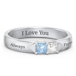 Timeless Romance Ring in 925 Sterling Silver with Blue Topaz and Cubic Zirconia