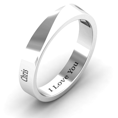 Women's Ridge Diagonal Peak Ring – Sterling Silver