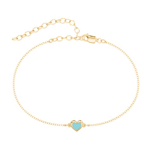 Heart Anklet with Cold Enamel – 18K Gold Plated Silver