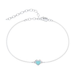 Heart Anklet with Cold Enamel in 925 Sterling Silver