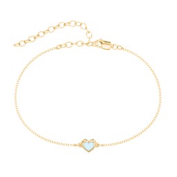 Heart Anklet with Cold Enamel in 18K Gold Plated Silver