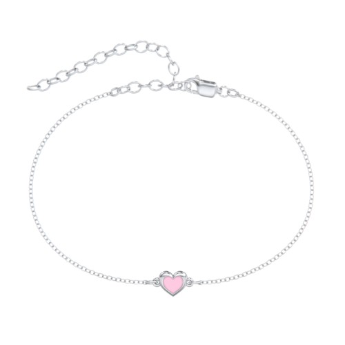 Heart Anklet with Cold Enamel – Sterling Silver
