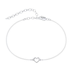 Heart Anklet with Cold Enamel in 925 Sterling Silver