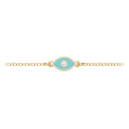 Evil Eye Anklet with Accent Stone and Cold Enamel – 18K Gold Plated Silver with White Premium Zirconia