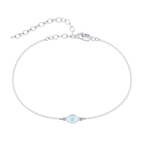 Evil Eye Anklet with Accent Stone and Cold Enamel