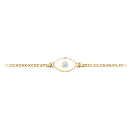 Evil Eye Anklet with Accent Stone and Cold Enamel – 18K Gold Plated Silver with Fancy Blue Premium Zirconia