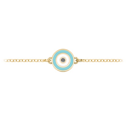 Round Evil Eye Anklet – 18K Gold Plated Silver with Black Premium Zirconia