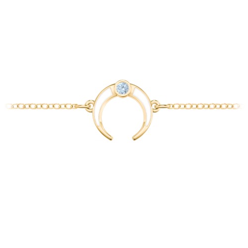 Crescent Horn Anklet with White Cold Enamel – 18K Gold Plated Silver with Blue Topaz